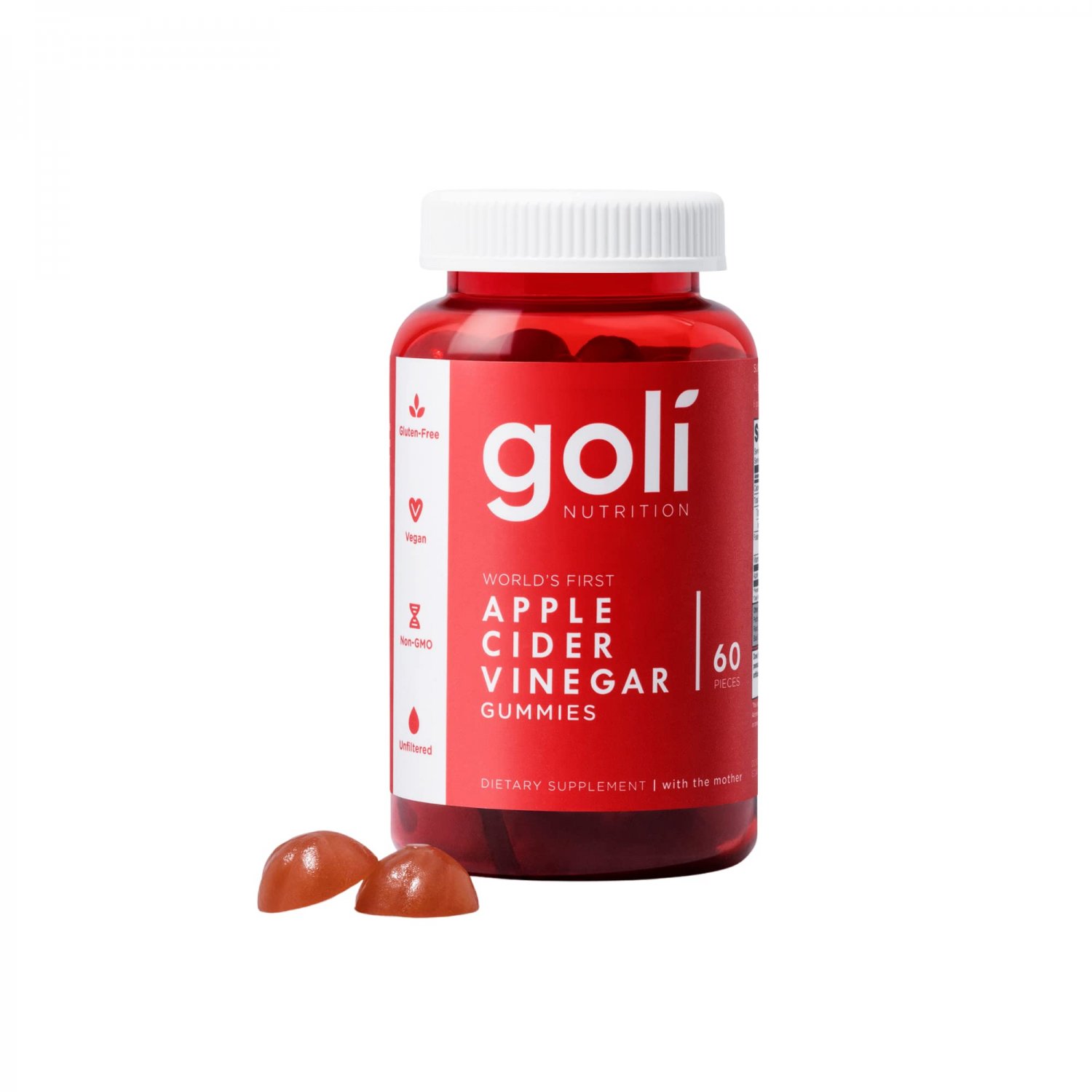 Goli&Acirc;&reg; Apple Cider Vinegar Gummy Vitamins (1 Pack, 60 Count, Gelatin-Free, Gluten-Free, Vegan & Non-