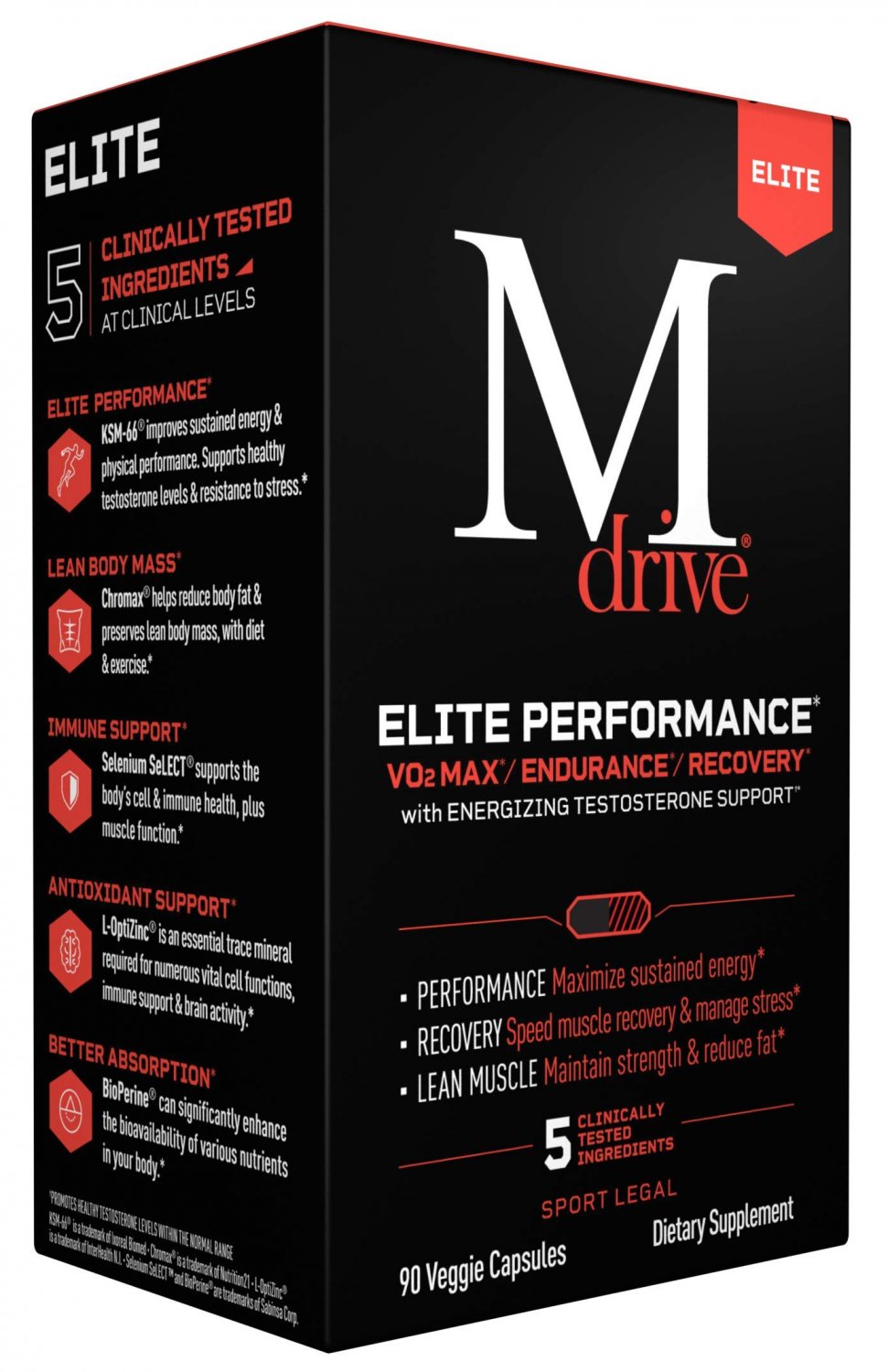 Mdrive Elite Testosterone Booster for Men - Supports Immune Health, Energy, Sports Performance, Card