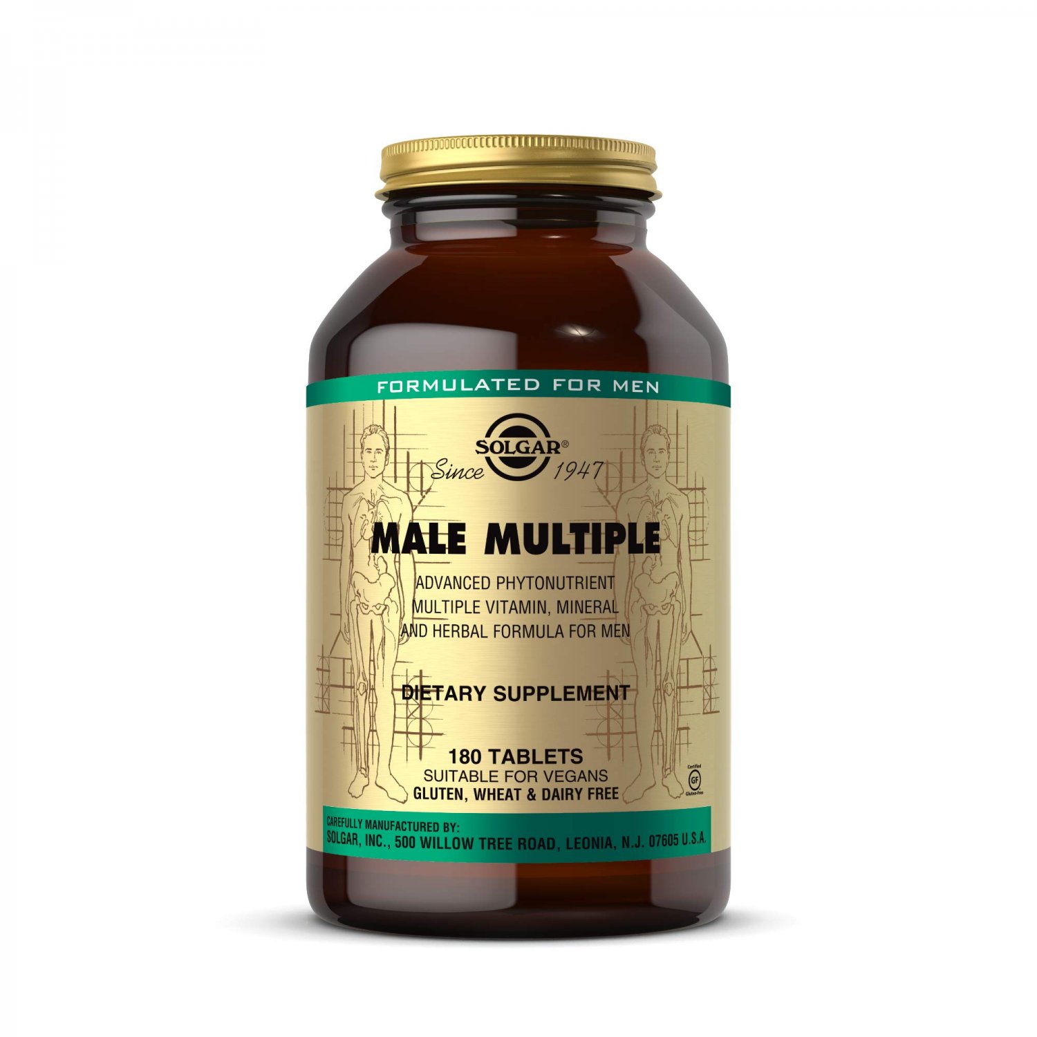 Solgar Male Multiple, 180 Tablets - Multivitamin, Mineral & Herbal Formula for Men - Advanced Phyton