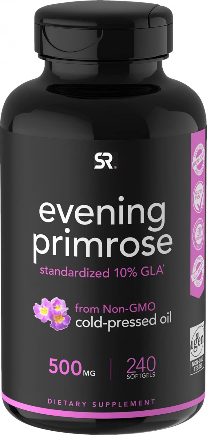 Evening Primrose Oil (500mg) 240 Mini-Liquid Softgels, Cold-Pressed with No fillers or Artificial In