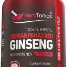 High Strength Korean Red Panax Ginseng Capsules | 1500 mg Supplement | 120 Vegan Pills | with Ginsen