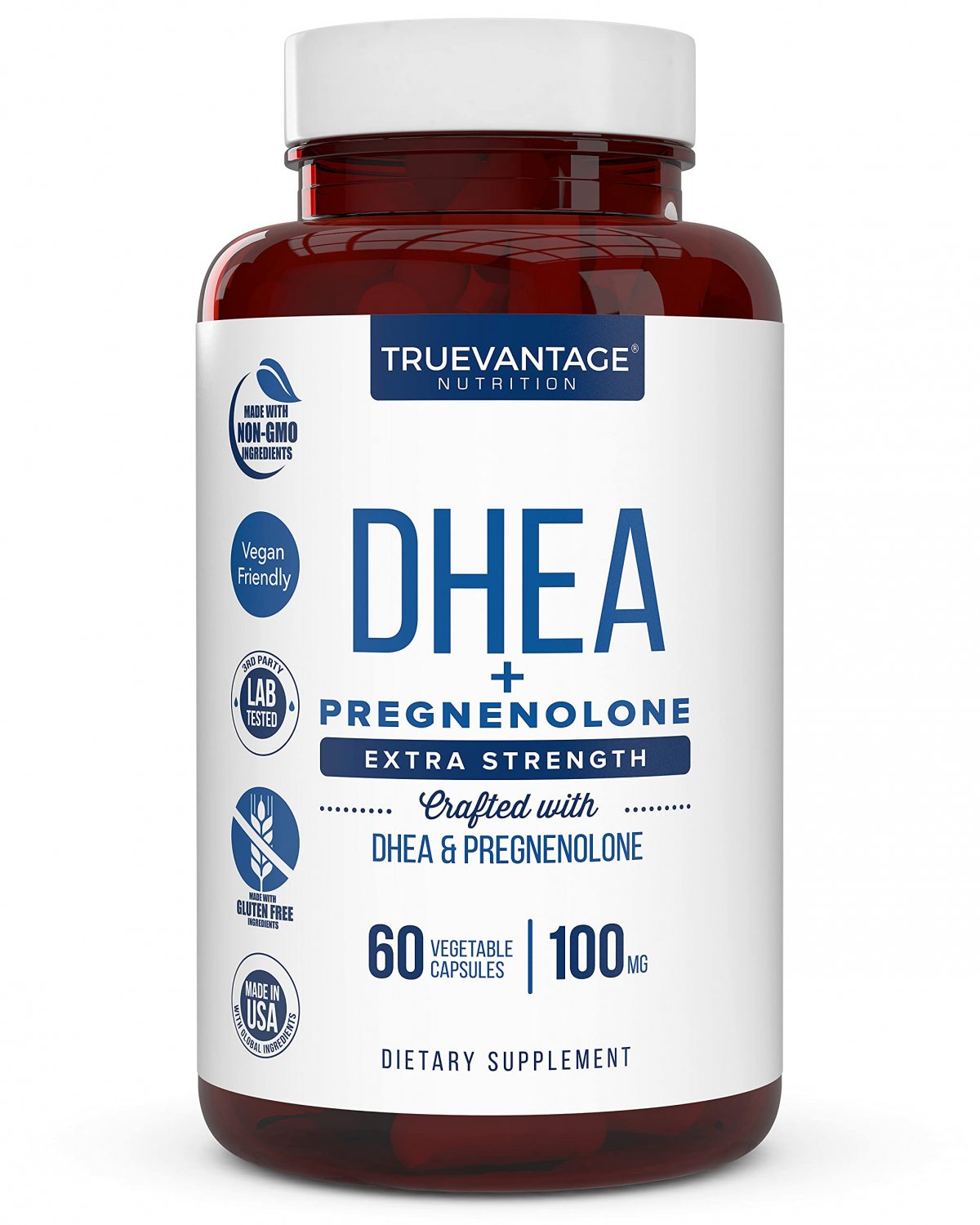 DHEA 100mg Supplement with Pregnenolone 60mg Supports Hormone Balance