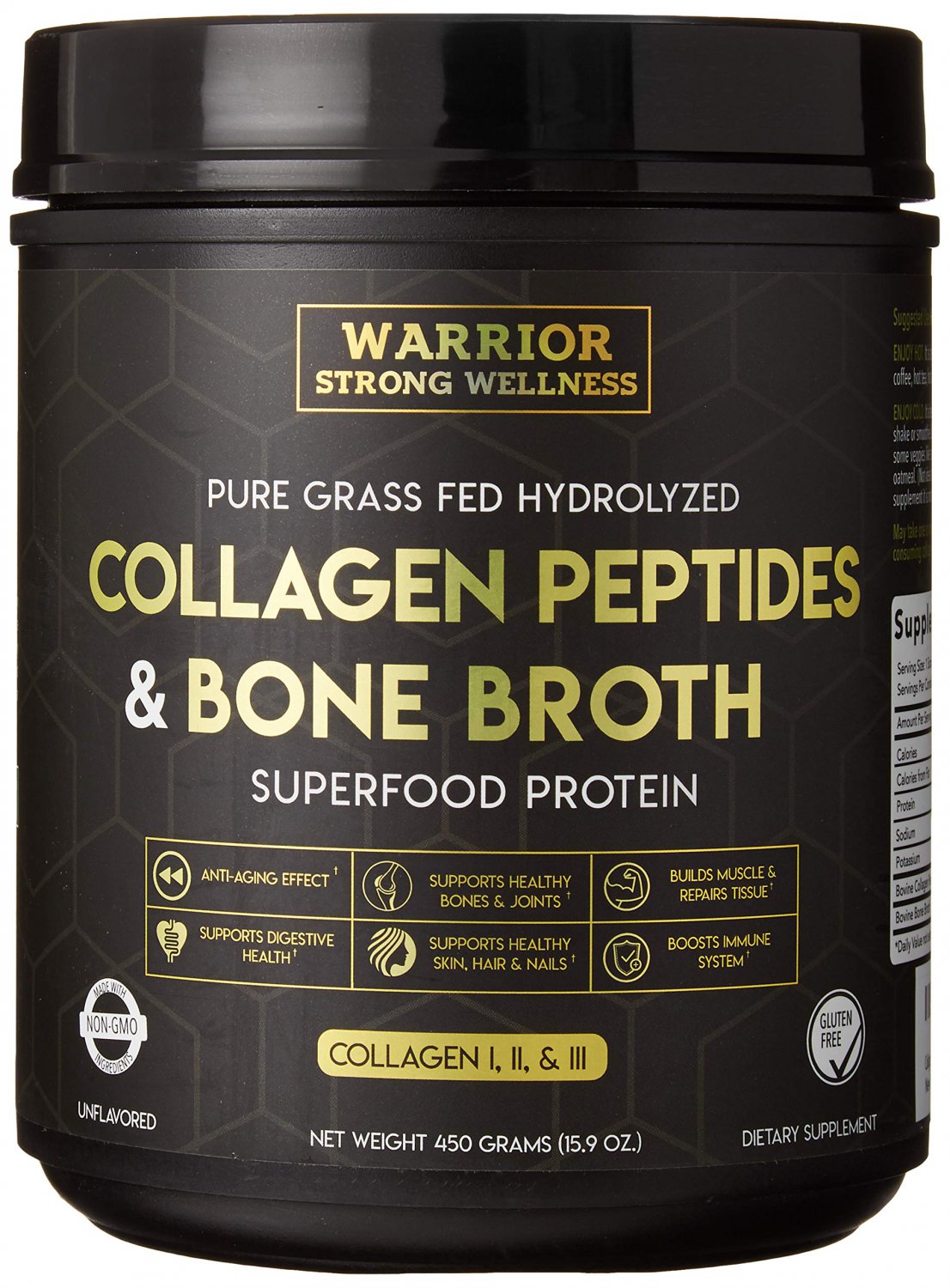 Premium Collagen Peptides Bone Broth: Grass Fed Hydrolyzed Collagen Protein Powder Boost for Healthy