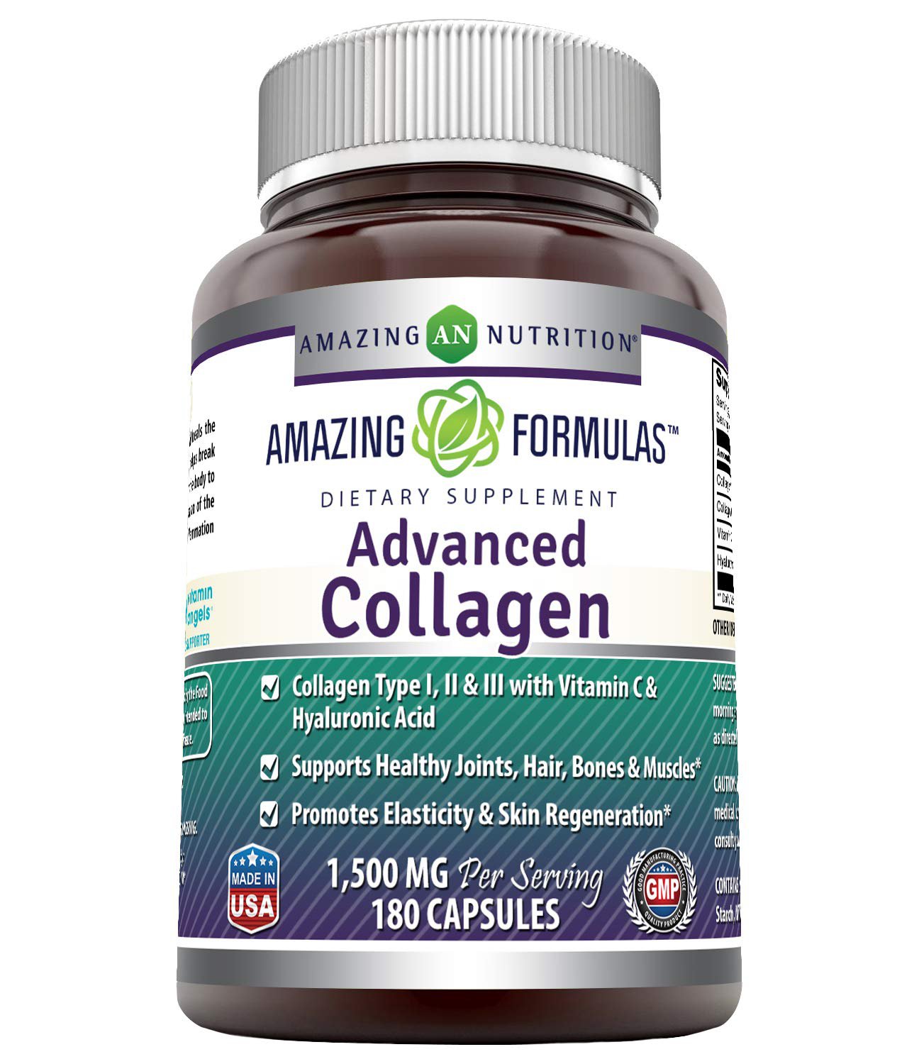 Amazing Formulas Advanced Collagen 1500 mg Per Serving 180 Capsules (Non-GMO,Gluten Free) Collagen T