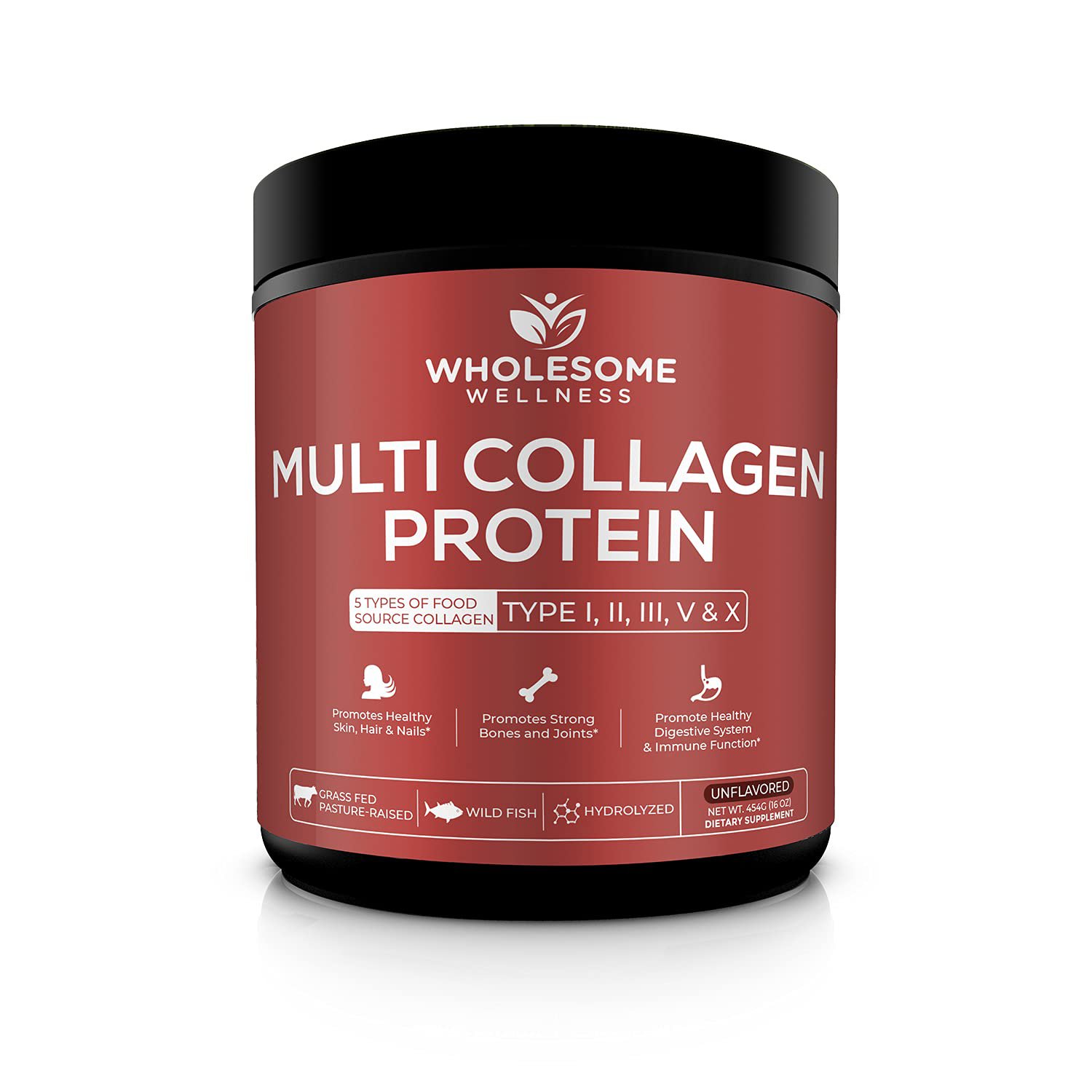 Multi Collagen Protein Powder Hydrolyzed (Type I II III V X) Grass-Fed All-in-One Super Bone Broth +