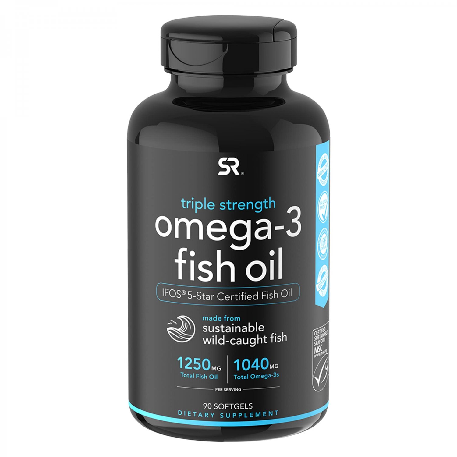 Omega-3 Fish Oil from Wild Alaska Pollock (1250mg per Capsule) with Triglyceride EPA & DHA Fatty Aci