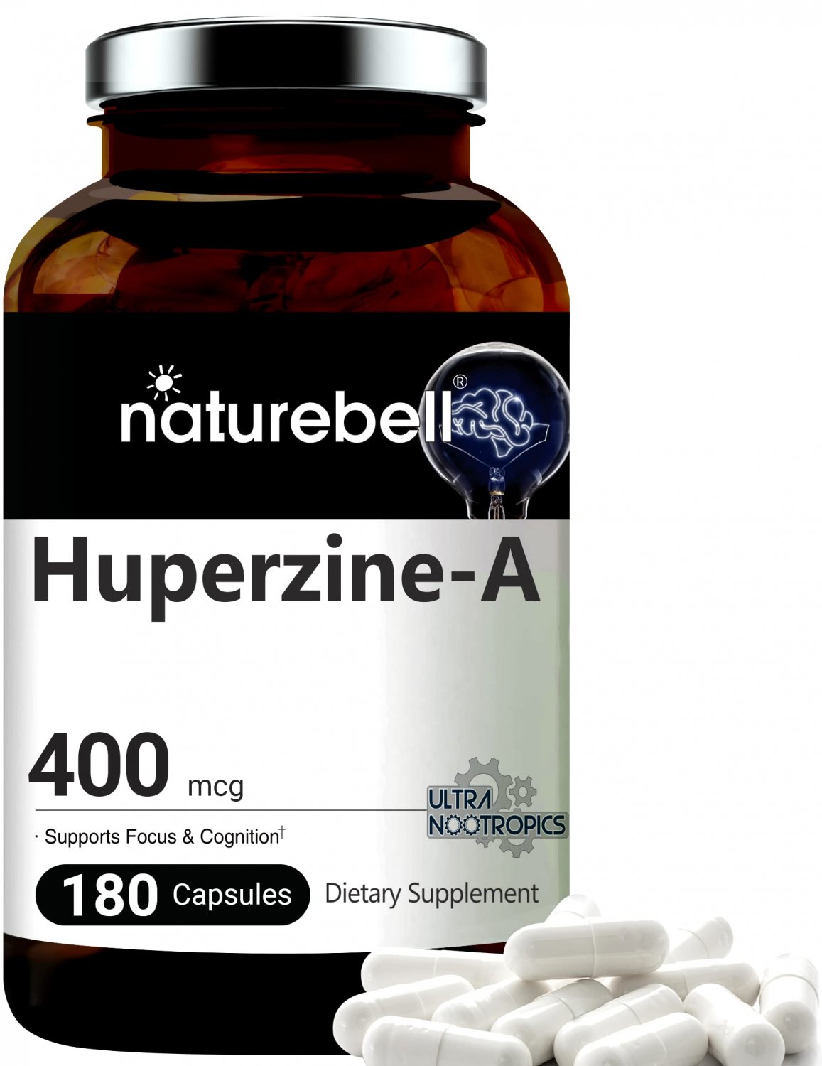 Huperzine A 400mcg Per Serving, 180 Capsules, (Huperzine A Supplement), Supports Focus, Cognition, M