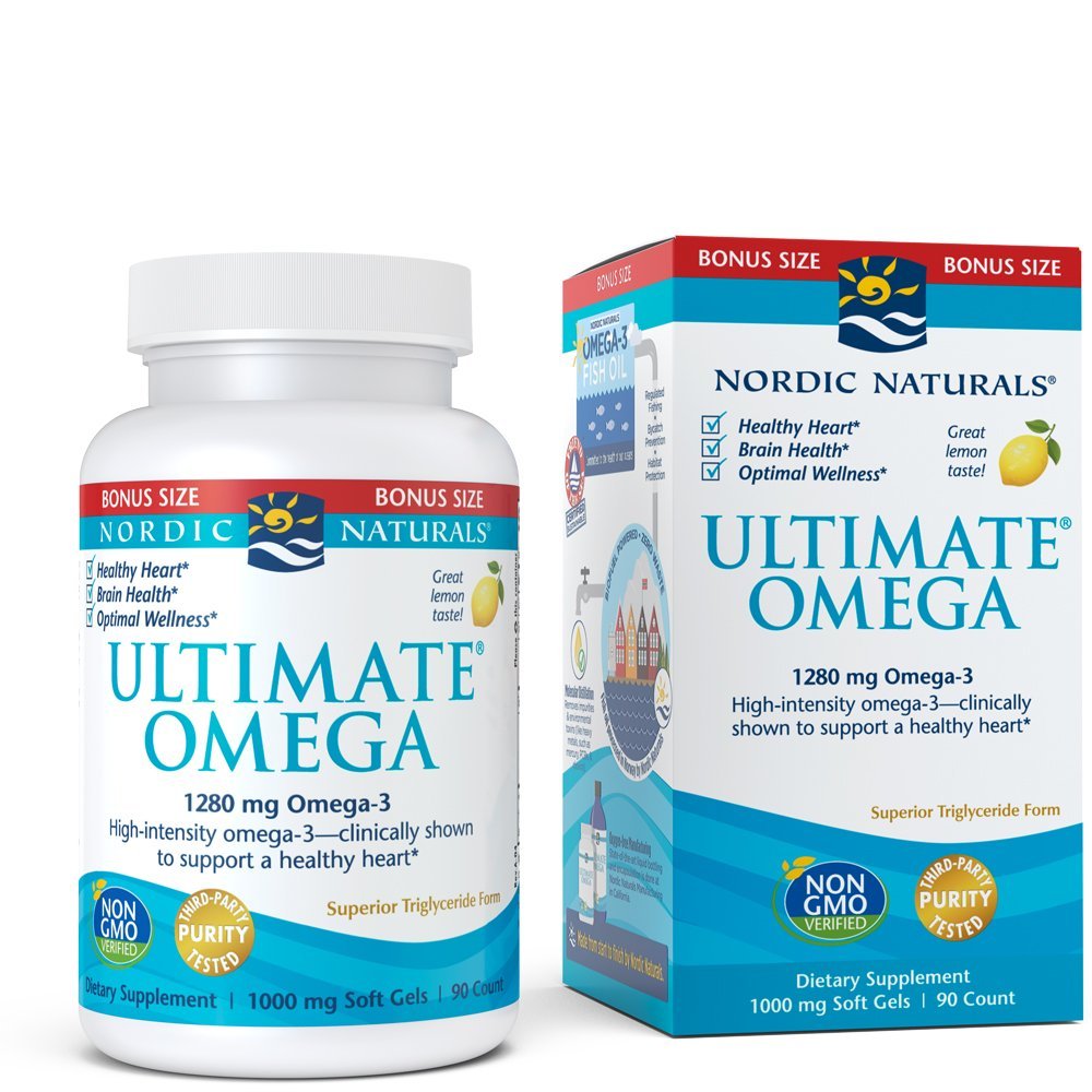 Nordic Naturals Ultimate Omega, Lemon Flavor - 1280 mg Omega-3-90 Soft Gels - High-Potency Omega-3 F