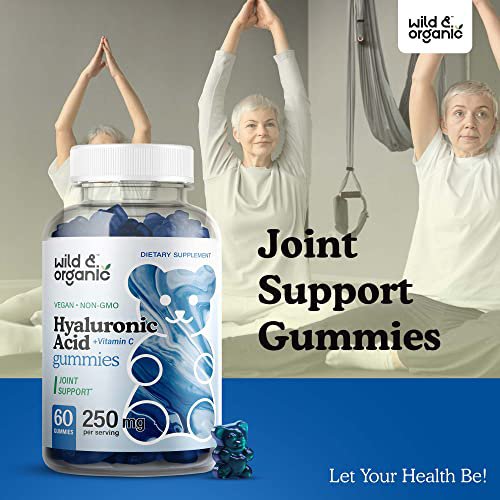 Wild & Organic Hyaluronic Acid Gummies w/ Vitamin C - Support Skin Hydration for Natural Glow Reduce