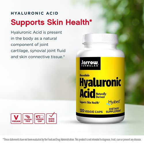 Jarrow Formulas Hyaluronic Acid 60 mg - 120 Veggie Caps - Bioavailable & Naturally Derived - Support