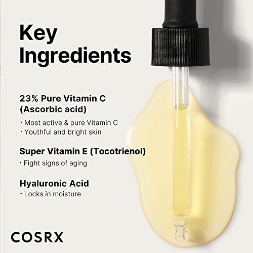 COSRX Vitamin C 23% Serum with Vitamin E & Hyaluronic Acid, Brightening & Hydrating Facial Serum for