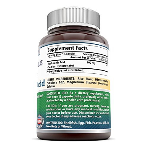 Amazing Formulas Hyaluronic Acid Capsules 100 mg 120 Pills (Non-GMO,Gluten Free) - Support Healthy C