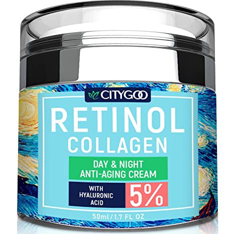 Retinol Cream for Face - Facial Moisturizer with Collagen Cream and Hyaluronic Acid, Anti-Wrinkle Re