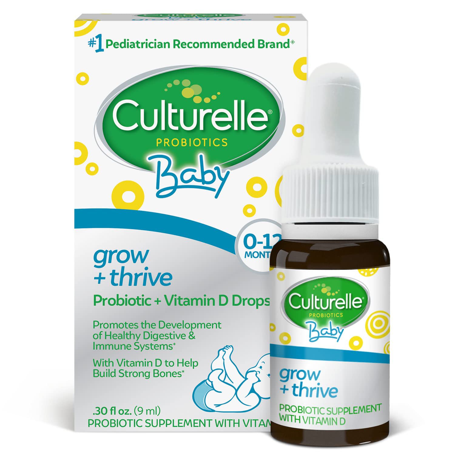 Culturelle Baby Grow + Thrive Probiotics + Vitamin D Drops, Promotes Development of Healthy Immune &