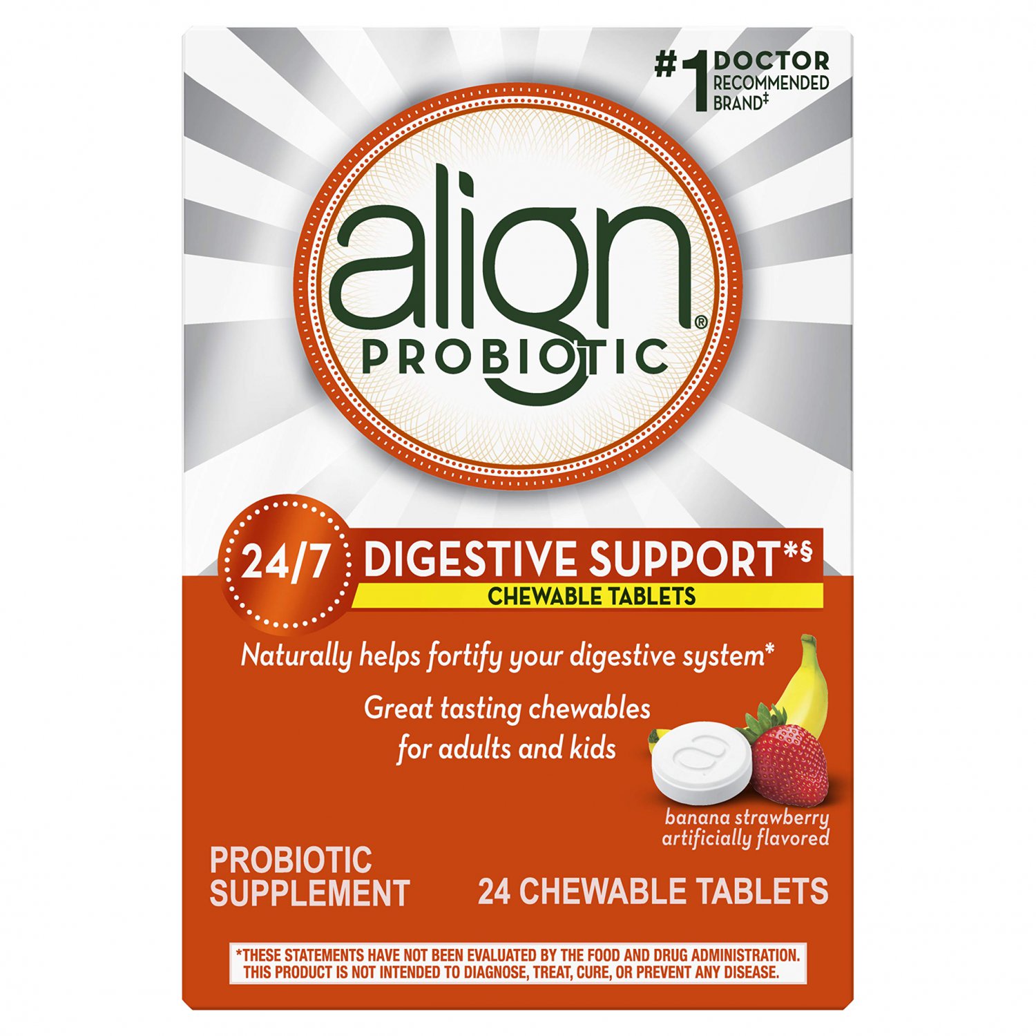 Align Probiotic, #1 Doctor Recommended Brand, Chewable Probiotic for Adults and Kids, Fortify your D