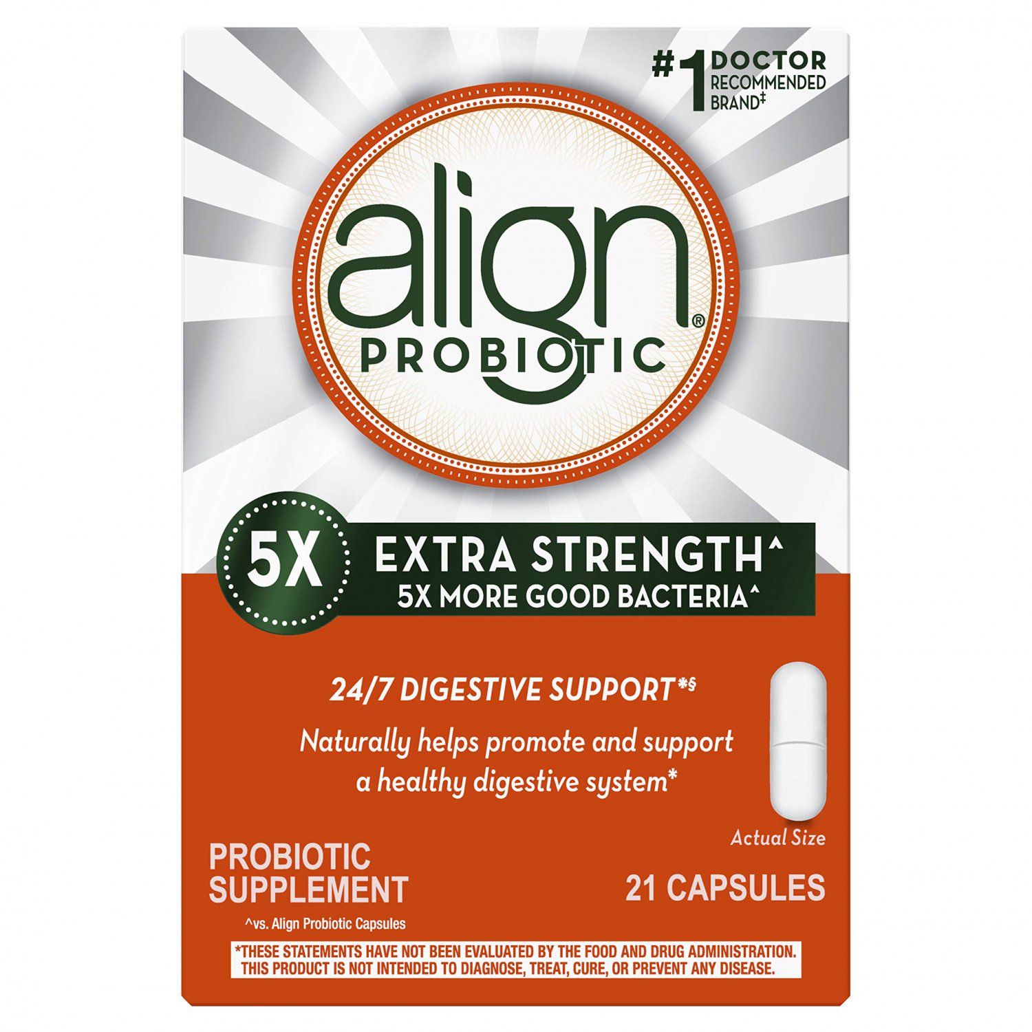 Align Probiotic Extra Strength, Probiotics for Women and Men, #1 Doctor Recommended Brand, 5X More G