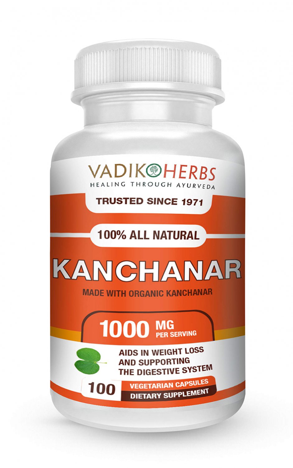 Certified Organic Vadik Herbs Kachnar (Kanchanar, Bauhinia tomentosa) Powder 100 Vegicaps | Effectiv