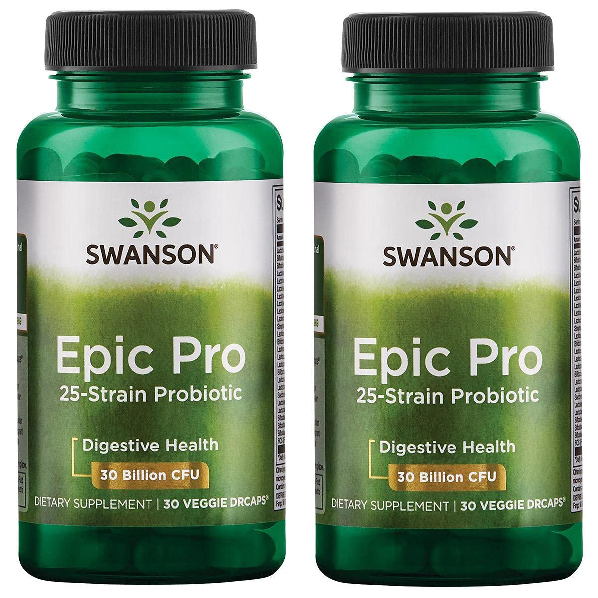 Swanson Epic-Pro 25-Strain Probiotic 30 Billion CFU Digestive Health Immune System Support Prebiotic