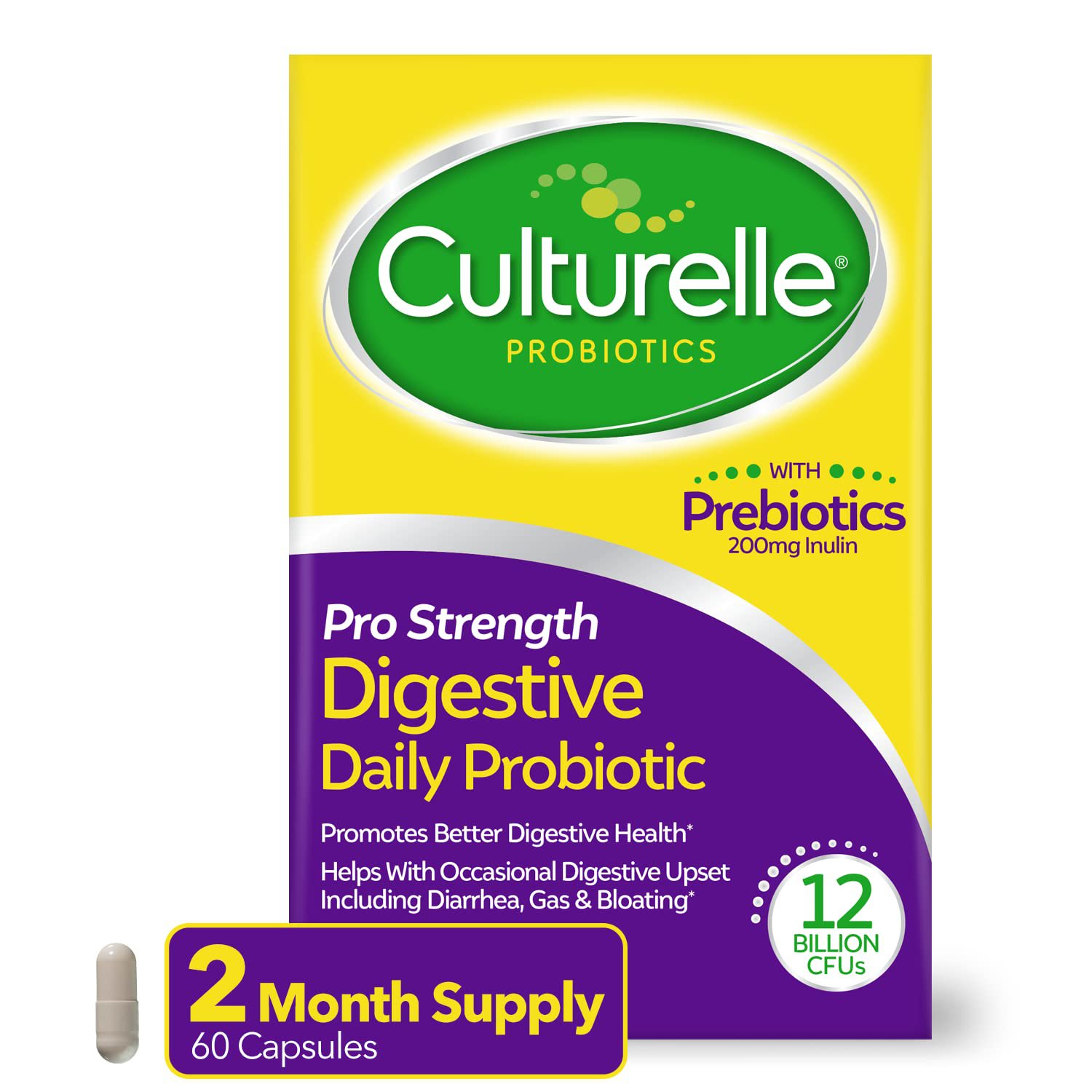 Culturelle Pro Strength Daily Probiotic, Digestive Health Capsules, Naturally Sourced Probiotic Stra