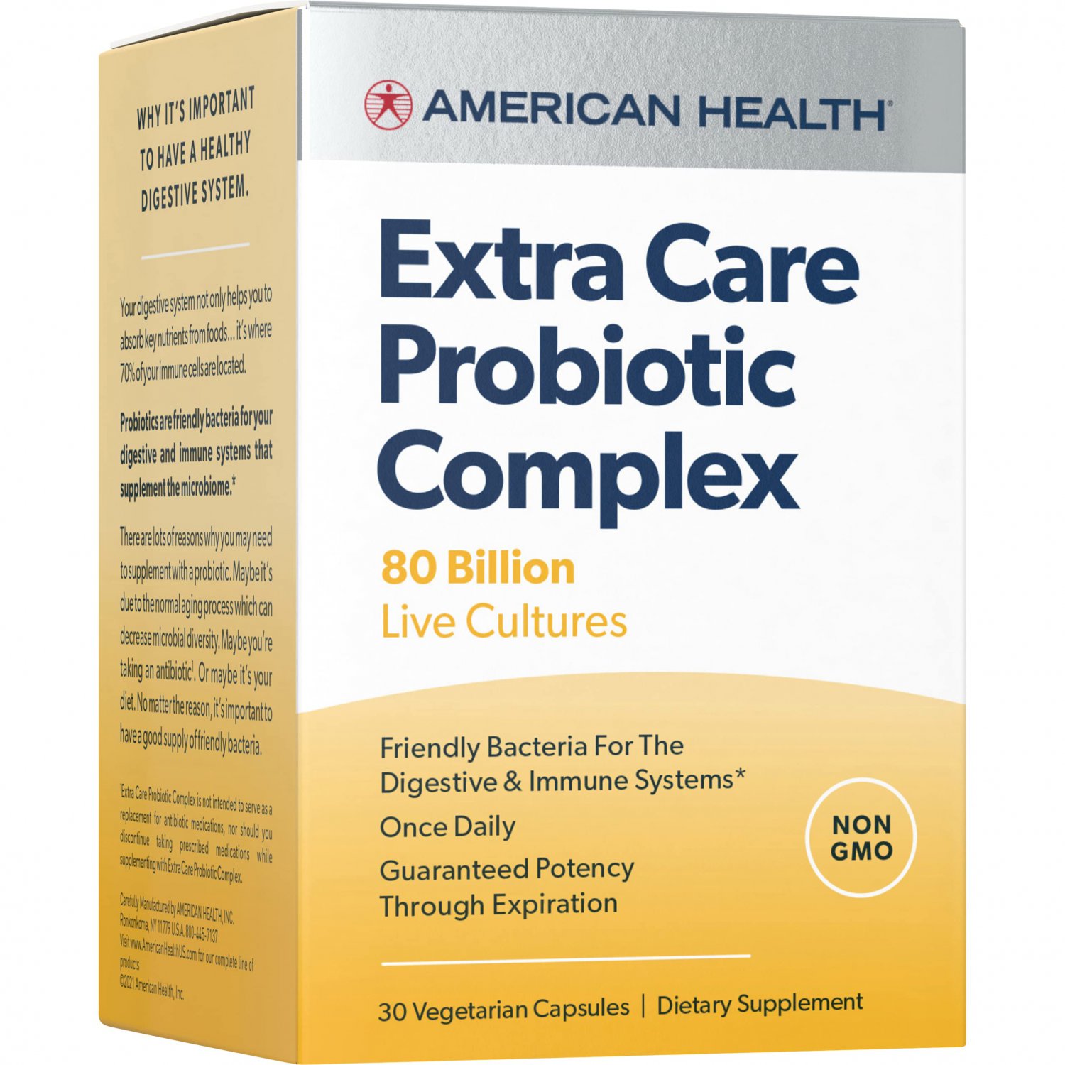 American Health Extra Care Probiotic Complex, 80 Billion Microorganisms - Beneficial Bacteria for Th
