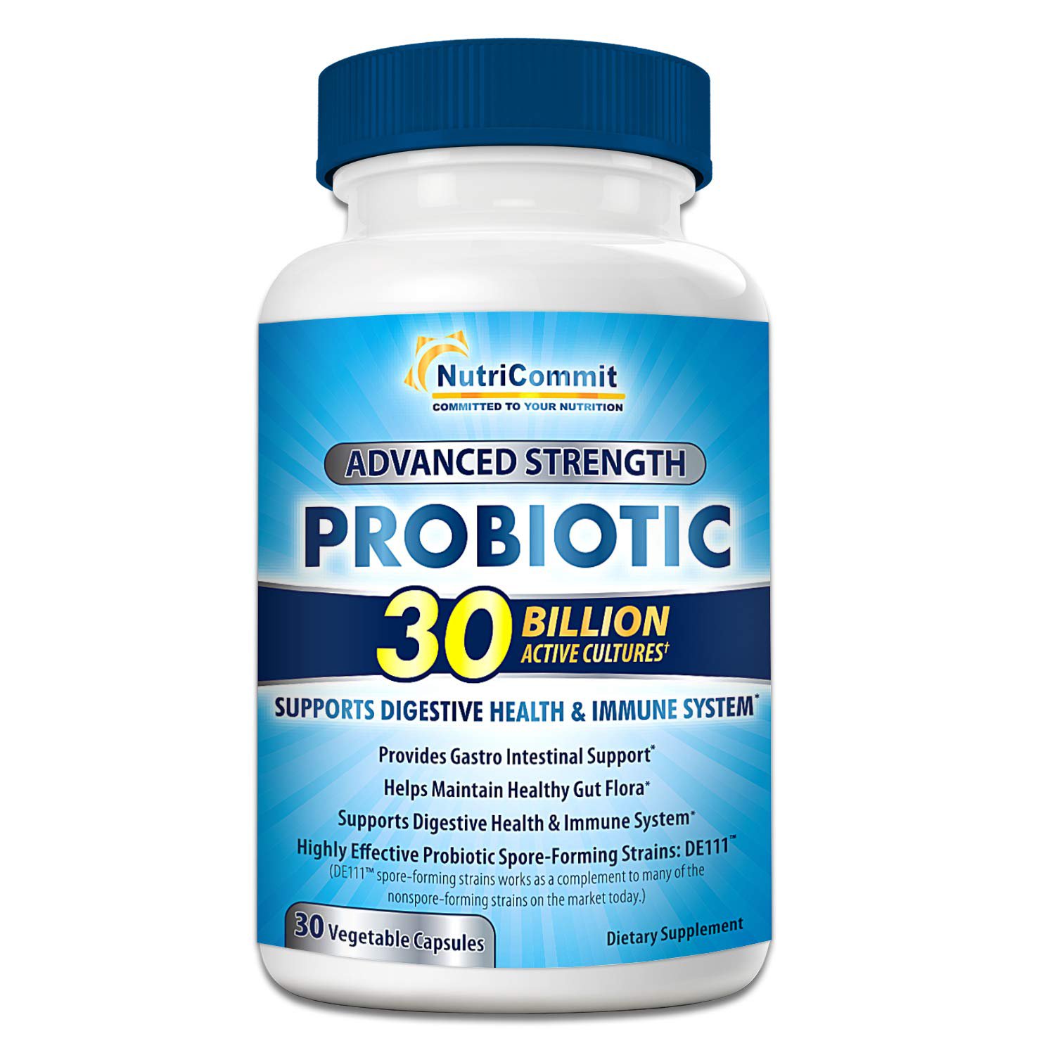 NutriCommit Probiotics for Women & Men - 30 Billion Probiotic in Veg Capsules to Promote Stomach Hea