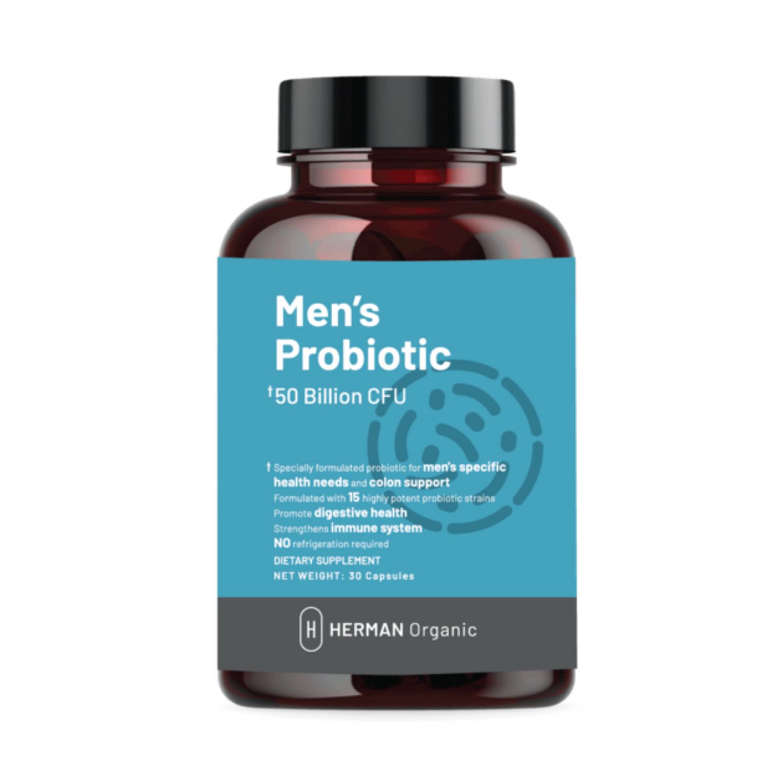 Probiotics for Men, 50 Billion CFU, 15 Potent Strains for Digestive System and Colon Support by Herm