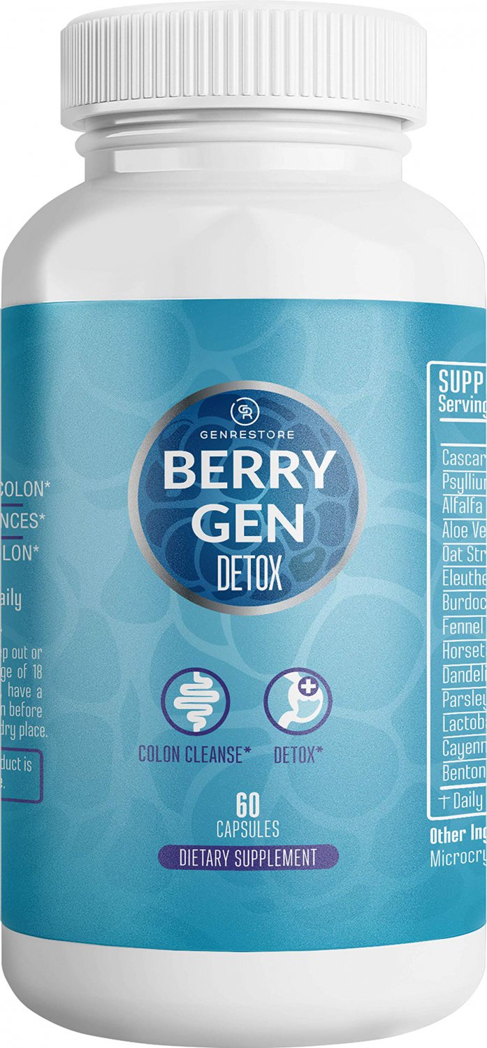 Berry Gen: Detox Herbal Supplement with Probiotics, Aloe Vera, Psyllium Husk, and Parsley - 60 Capsu