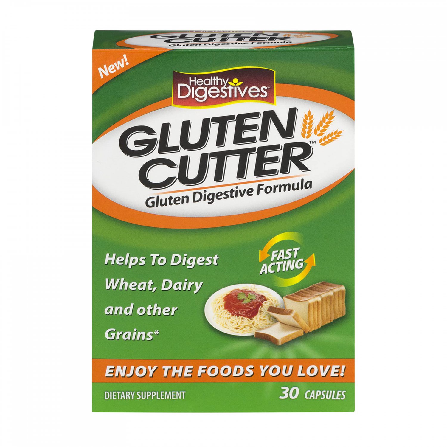Healthy Natural Systems Healthy Digestives Gluten Cutter, 60 Capsules (2 Boxes of 30 Each)