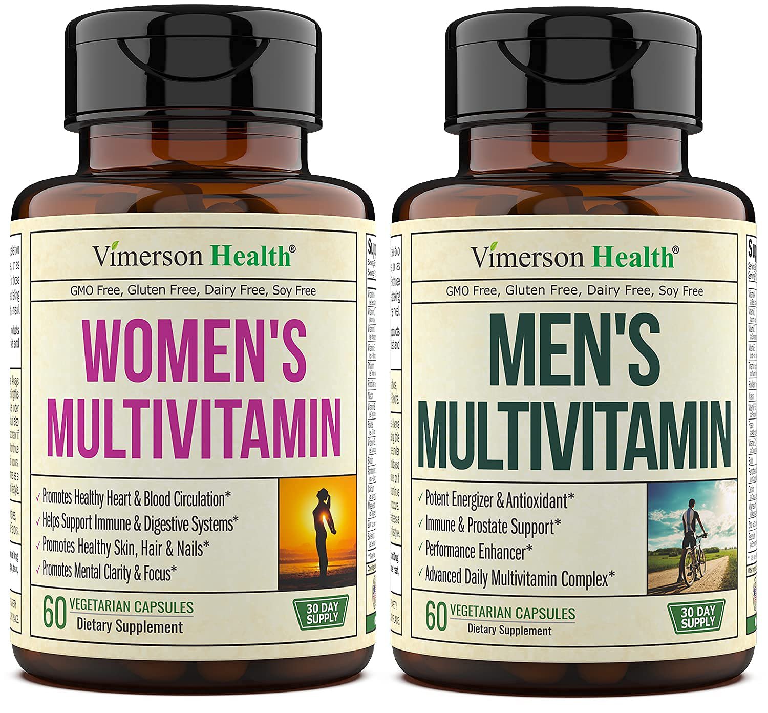 Vimerson Health Multivitamin Multimineral Supplement for Men + Women 2-Bottle Bundle. Healthy Immune