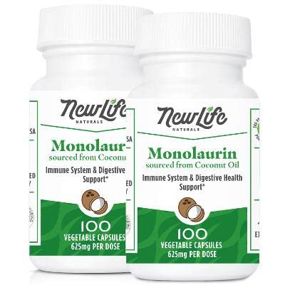 NewLife Naturals Monolaurin Dietary Supplement: 625mg Monolaurin Lauric Acid Sourced from Raw Coconu