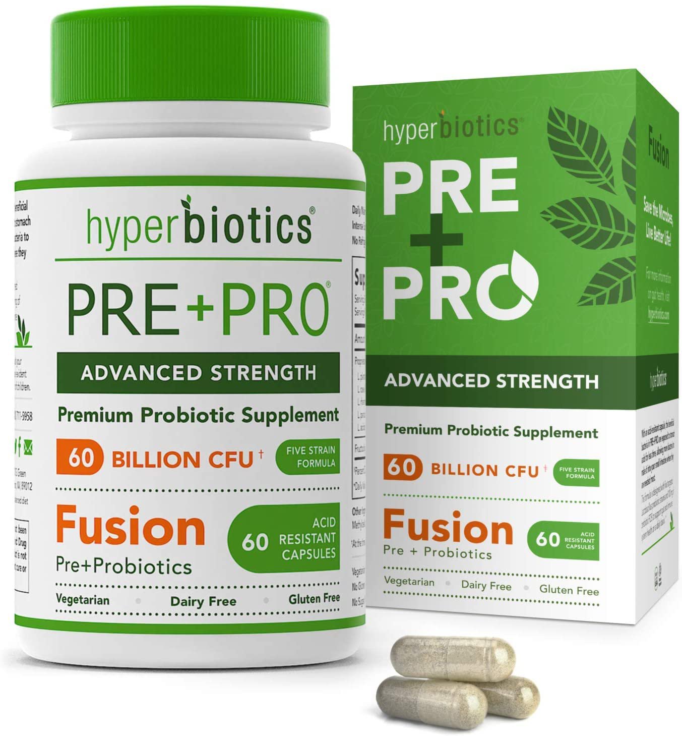 Hyperbiotics Prebiotics Plus Probiotics for Women, Men, Adults | Advanced Strength, Capsules | Premi