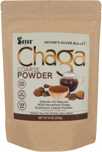 Sayan Siberian Raw Ground Chaga Powder 8 Oz (226g) - Wild Forest Mushroom Tea, Powerful Adaptogen An