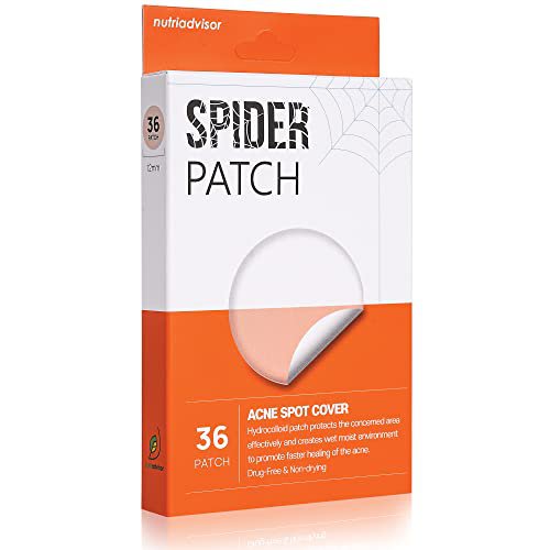 Spider Patch - 12mm Size 36pcs - Face Hydrocolloid Pimple Patches for Acne Spot Zits Blemishes Treat