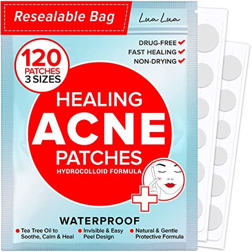 Acne Pimple Patches (120 Pack 3 Sizes) ? Invisible Hydrocolloid Bandages with Tea Tree Oil, Absorbin