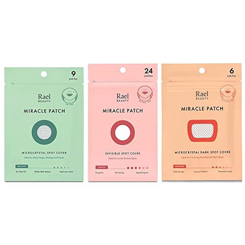 Rael 3 Step Miracle Bundle - Microcrystal Spot Cover (9 Count), Invisible Spot Cover (24 Count), Mic