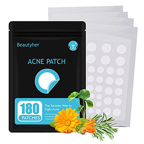 Pimple Patches Acne Patches, 180 Patches 4 Sizes Zit Patch Hydrocolloid Patch, Beautyher Invisible A