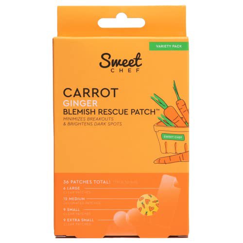 Sweet Chef Carrot Ginger Rescue Blemish Patches - Hydrocolloid Bandages Spot Treatment - 4 Different