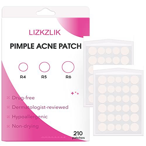 Hydrocolloid Acne Patches 210 Counts - Pimple Patches for Face with 3 Sizes Invisible Zit Patches , 