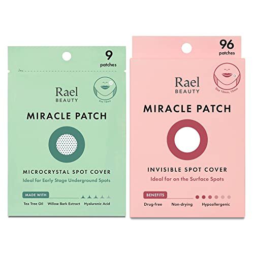 Rael Acne Pimple Healing Patch (96 Count) & Microcrystal Acne Healing Patch (9 Count) Bundle