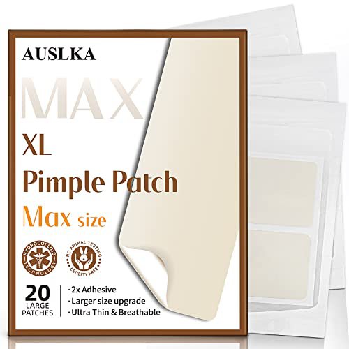AUSLKA Large Blemish Pimple Patches (20 Strips), Hydrocolloid Spot Dots, Blemishes Patch, Pimple Sti