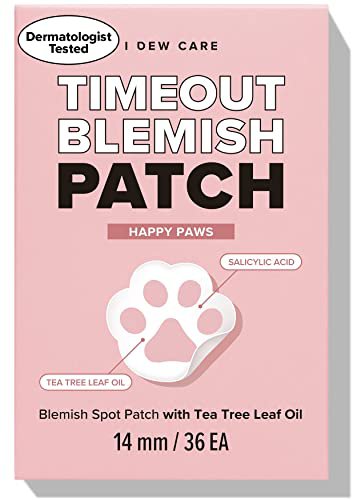 I Dew Care Hydrocolloid Acne Pimple Patch - Timeout Blemish Happy Paws | 36 Count (14mm), Facial Sti