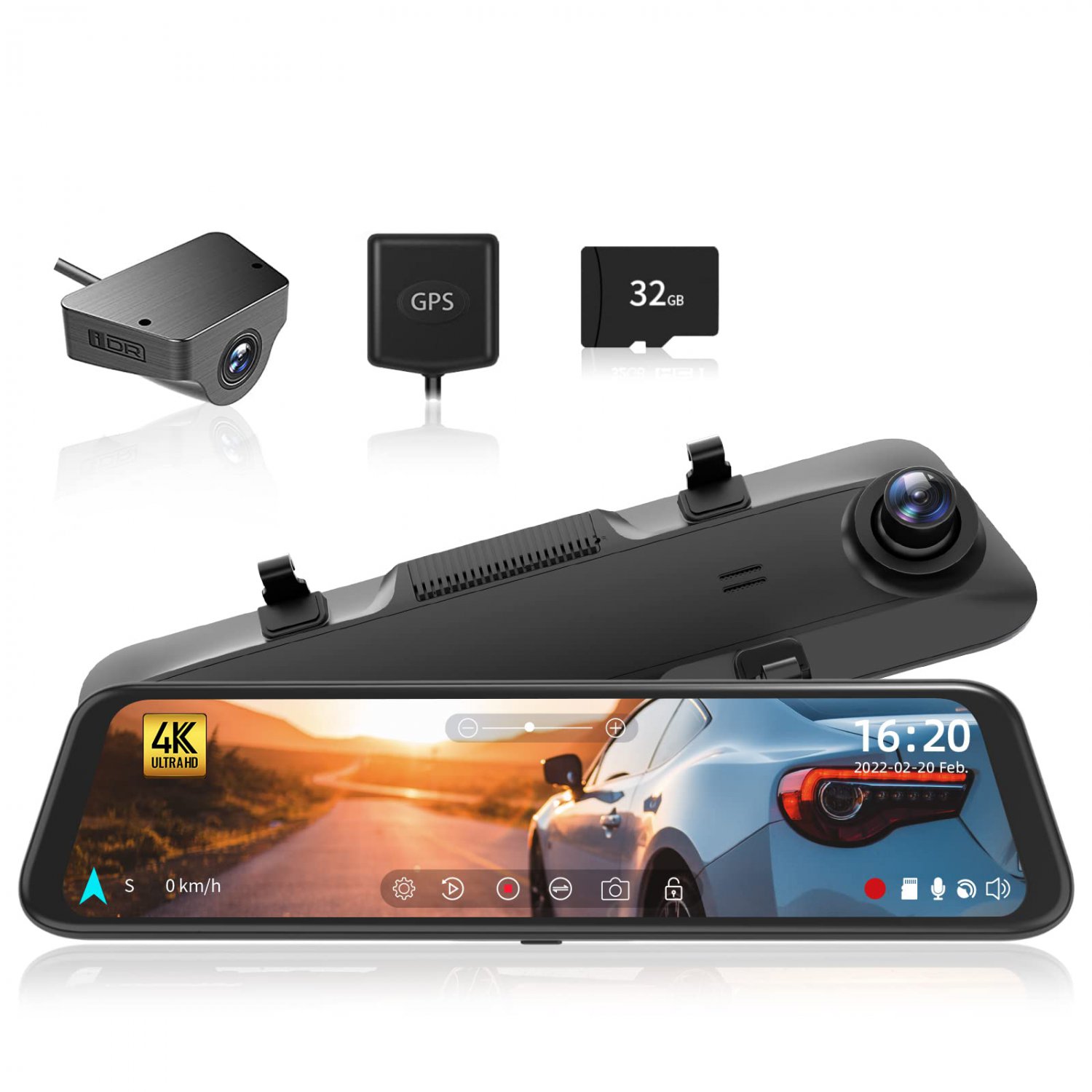 WOLFBOX G850 4K Mirror Dash Cam: 12'' Rear View Mirror Camera for Car,Dual Dash Cameras Front and Re