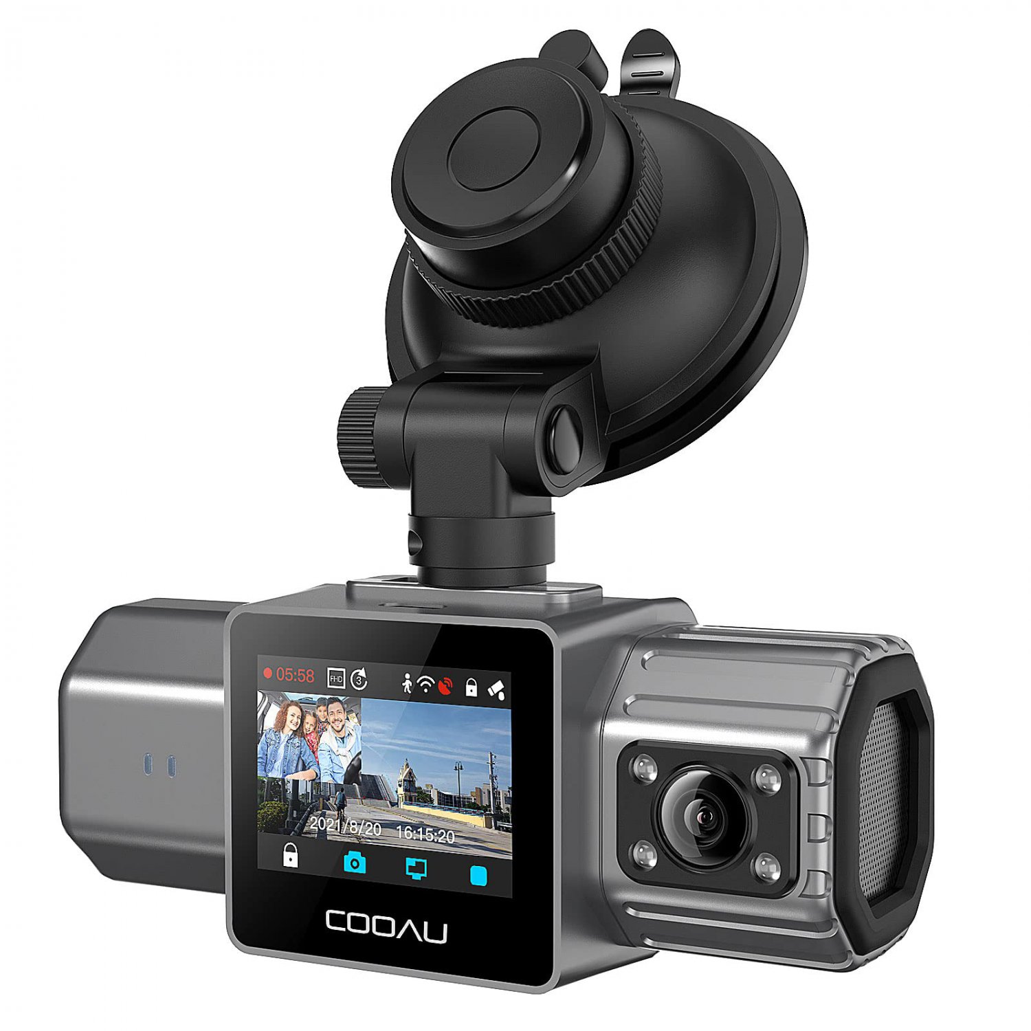 COOAU 2K Dual Dash Cam with Build-in GPS, WiFi Dash Cam Front and Rear with Infrared Night Vision, F