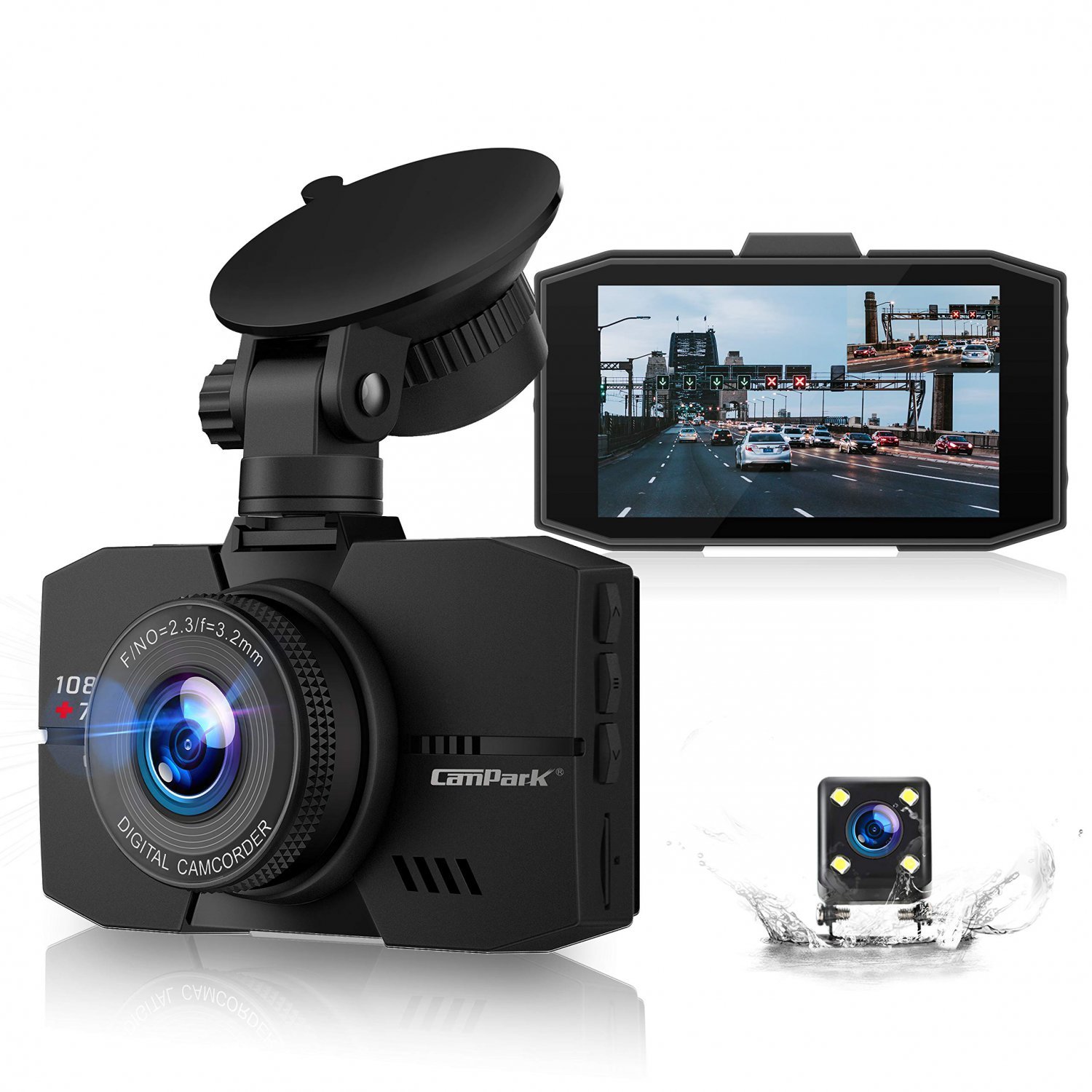 Dual Dash Cam Front and Rear Camera 1080P Car Camera Driving Recorder for Car Parking Monitor Loop R