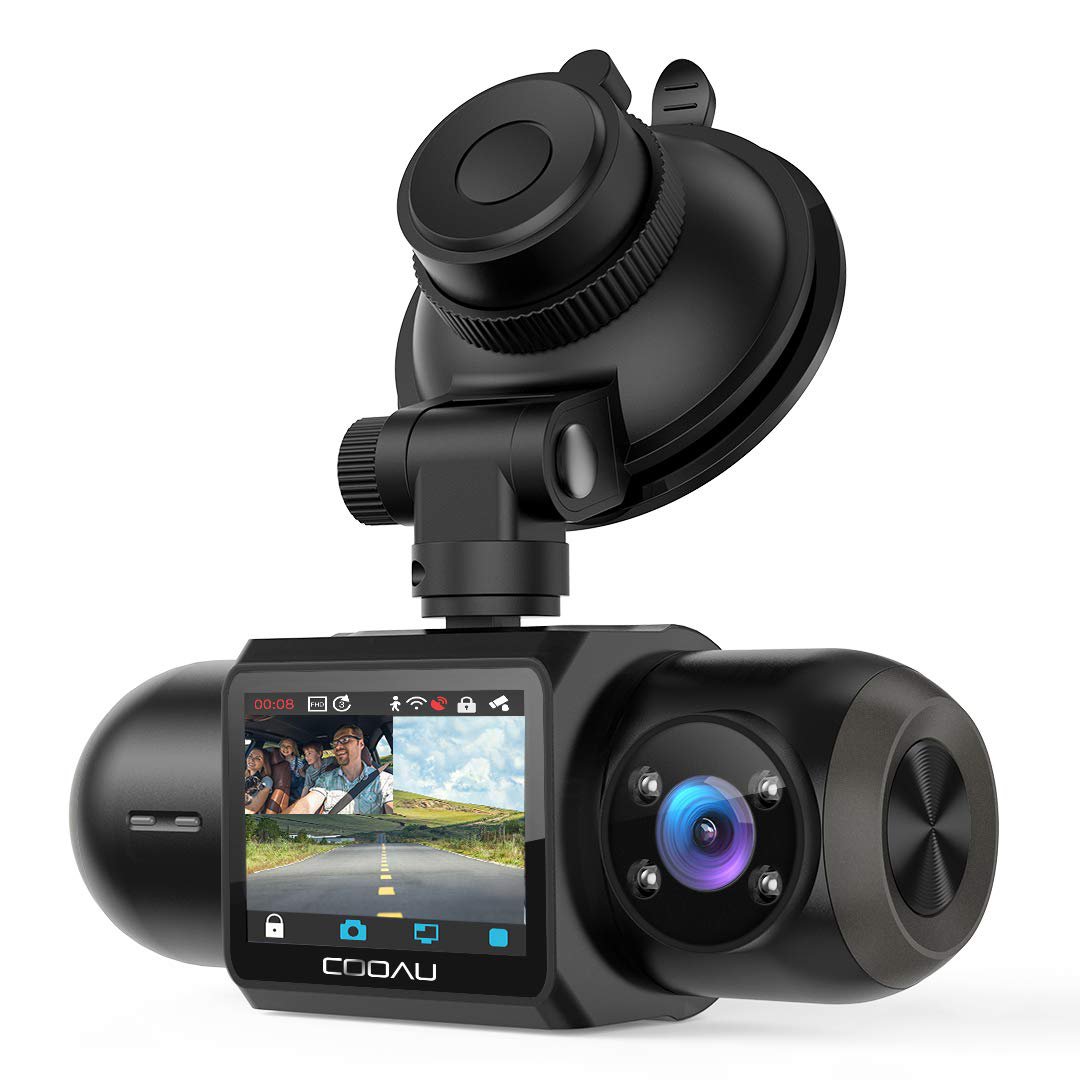 1080P FHD Built-in GPS Wi-Fi Dash Cam, Front and Inside Car Camera Recorder with Infrared Night Visi