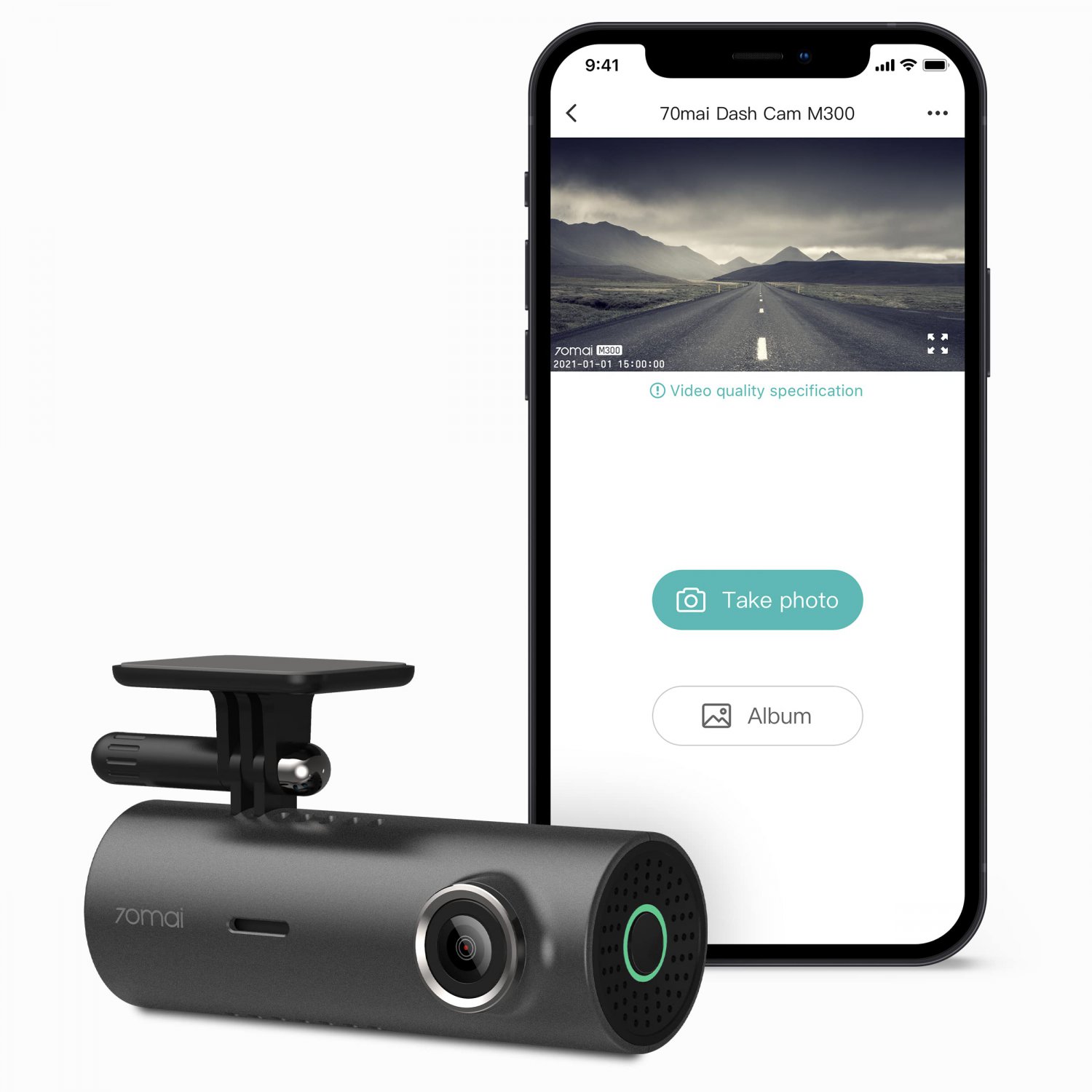70mai Dash Cam M300, 1296P QHD, Built in WiFi Smart Dash Camera for Cars, 140&Acirc;&deg; Wide-Angle FOV, WDR,