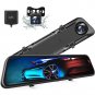 Mirror Dash Cam 4K, 12"" Rear View Mirror Camera, Backup Camera, GPS, Superior Sensor for Enhanced N