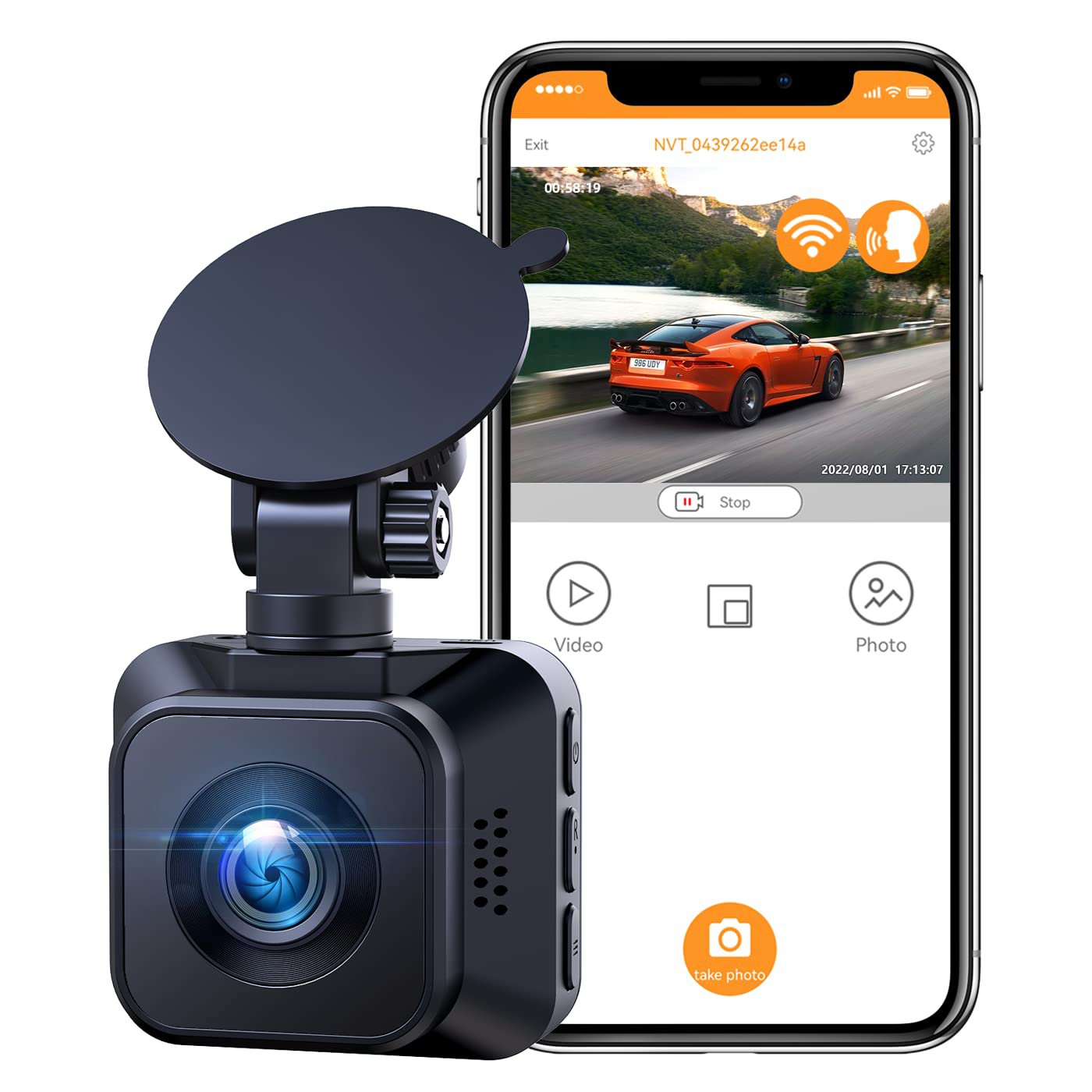 4K Dash Cam Built-in WiFi GPS, Voice Control Car Dash Cam Front, Dashcam for Cars Dashboard Camera R