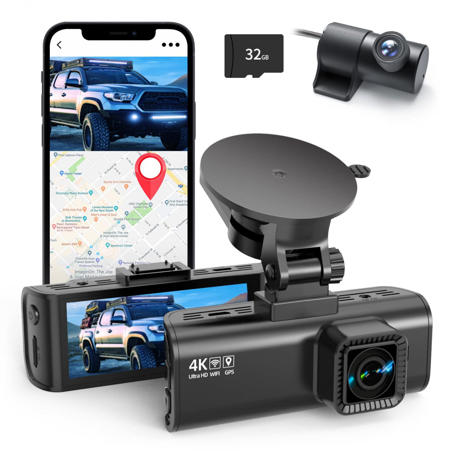 REDTIGER Dash Cam Front Rear Camera 4K/2.5K Full HD Car Dashboard Recorder with 3.16&acirc;�� IPS Screen, 