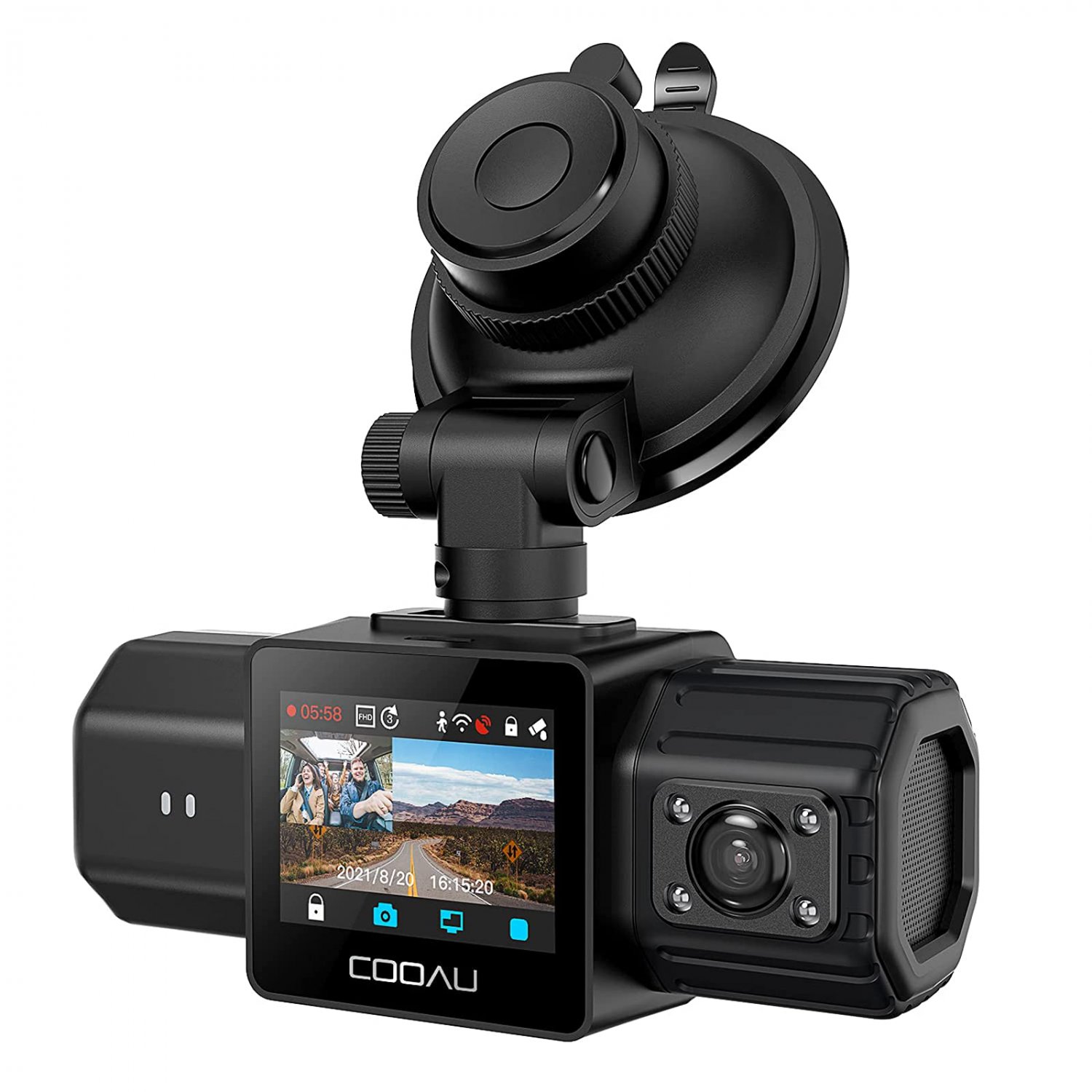 Dual Dash Cam with Built-in GPS, COOAU 1080P Front and Rear WiFi Dash Camera for Cars, Sony Sensor, 